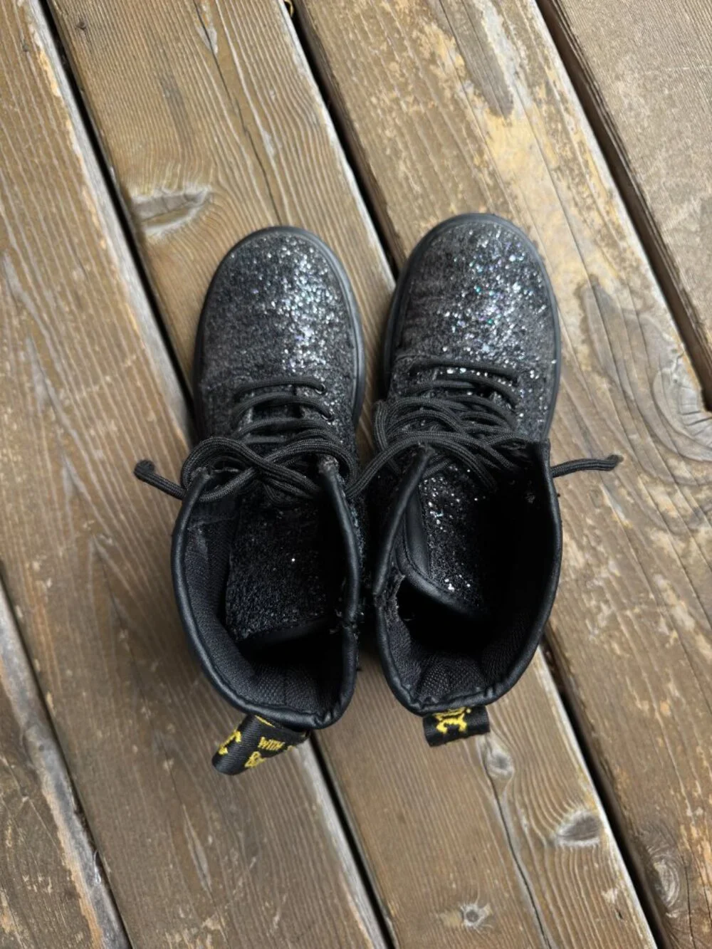 Dr Martens 1460 Glitter Black Chunky Glitter Side Zip Boots in Kids US 3/EU 34
